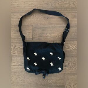 Abercrombie and Fitch Navy Blue Logo Messenger Tote Hobo Shoulder Bag Purse